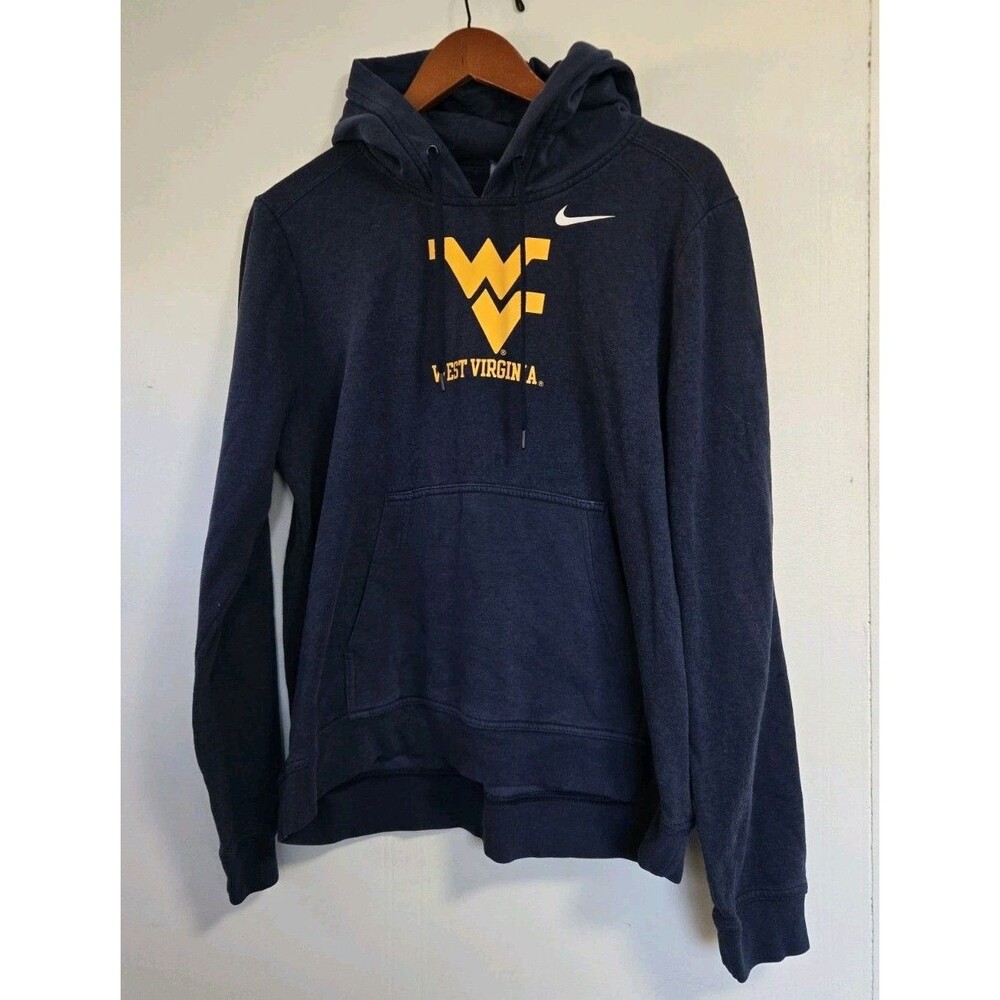 Nike West Virginia Mountaineers  Hoodie Mens L Blue Spell Out Football Casual